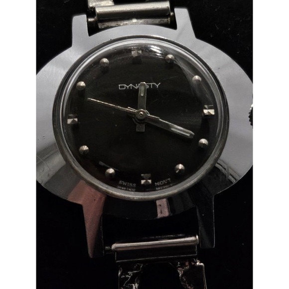 Rare Ladies Swiss Dynasty Manual Wind Watch 1 Jewel Chrome Bracelet Gorgeous main image 13